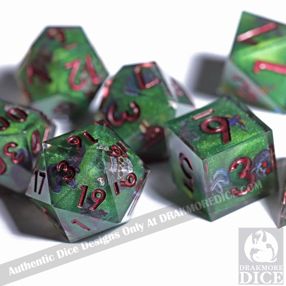 Verdant Abyss: Handcrafted Resin TTRPG Dice Set - Drakmore Dice