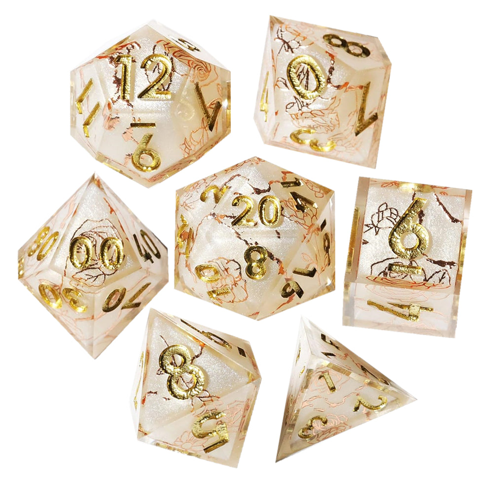 Golden Light: Handcrafted Resin TTRPG Dice Set - Drakmore Dice