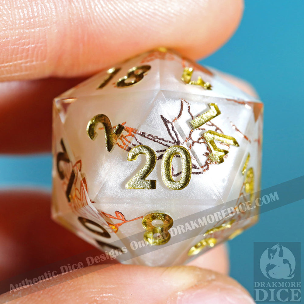 Golden Light: Handcrafted Resin TTRPG Dice Set - Drakmore Dice