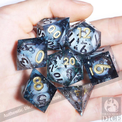 Nocturne Serenity: Handcrafted Resin TTRPG Dice Set - Drakmore Dice