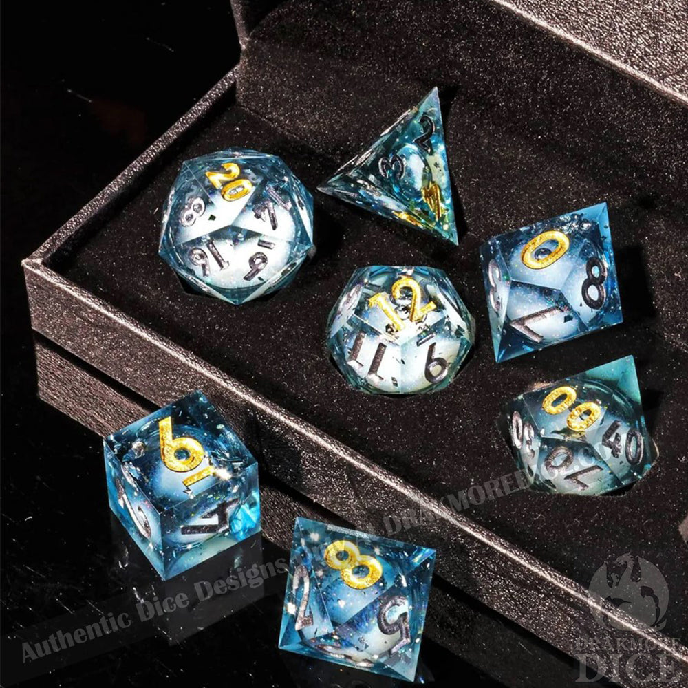 Nocturne Serenity: Handcrafted Resin TTRPG Dice Set - Drakmore Dice