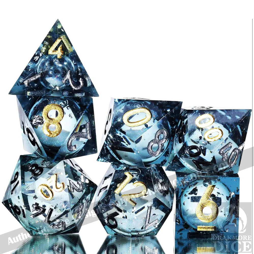 Nocturne Serenity: Handcrafted Resin TTRPG Dice Set - Drakmore Dice