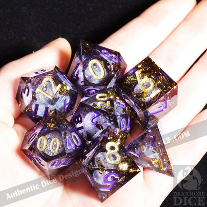 Mystic Lavender: Handcrafted Resin TTRPG Dice Set - Drakmore Dice