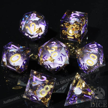 Mystic Lavender: Handcrafted Resin TTRPG Dice Set - Drakmore Dice