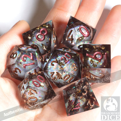 Midnight Echoes: Handcrafted Resin TTRPG Dice Set - Drakmore Dice