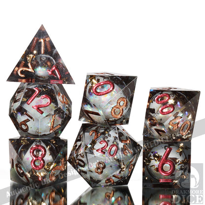 Midnight Echoes: Handcrafted Resin TTRPG Dice Set - Drakmore Dice