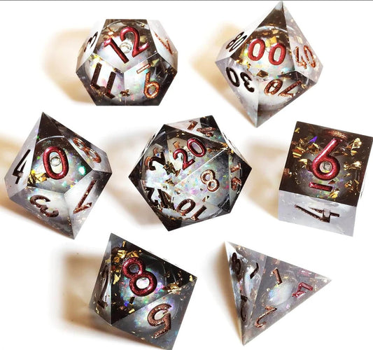 Midnight Echoes: Handcrafted Resin TTRPG Dice Set - Drakmore Dice