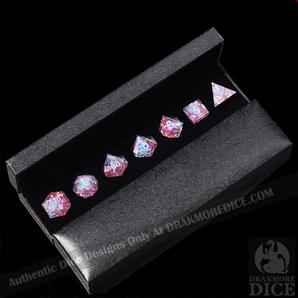 Cherry Blossom Whispers: Handcrafted Resin TTRPG Dice Set - Drakmore Dice