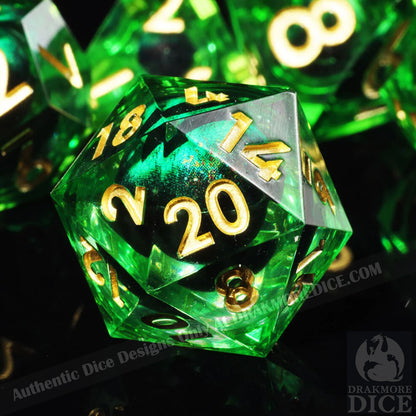 Dragon Eye Series - Green Dragon 1st Edition: Handcrafted Resin TTRPG Dice Set - Drakmore Dice