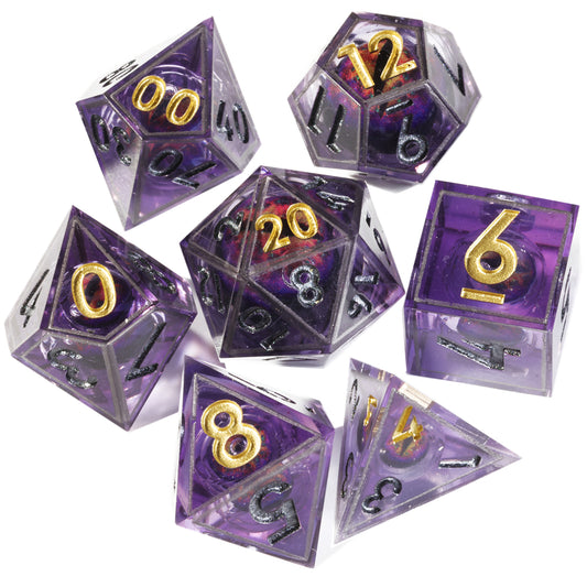 Dragon Eye Series - Purple Diamond Dragon 2nd Edition: Handcrafted Resin TTRPG Dice Set - Drakmore Dice