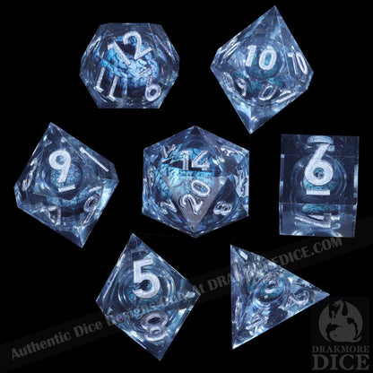 Dragon Eye Series - Black Dragon 1st Edition: Handcrafted Resin TTRPG Dice Set - Drakmore Dice