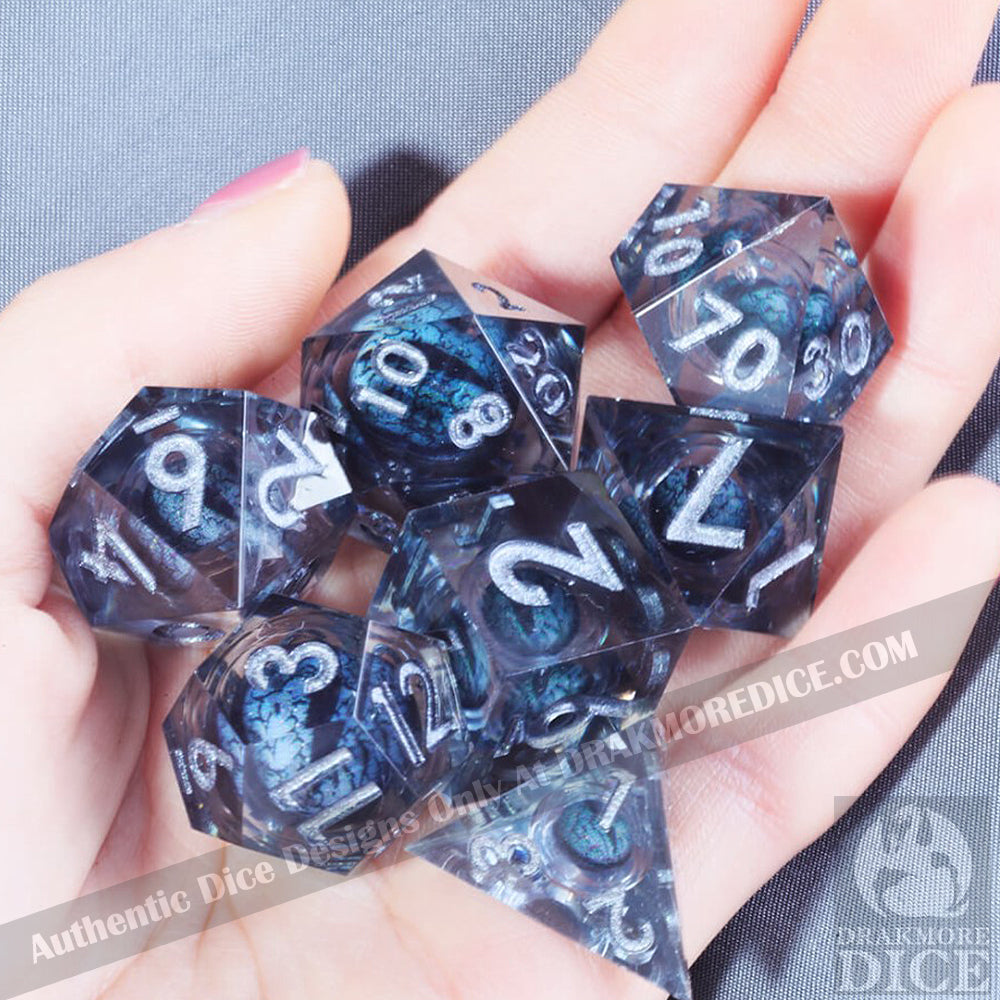 Dragon Eye Series - Black Dragon 1st Edition: Handcrafted Resin TTRPG Dice Set - Drakmore Dice