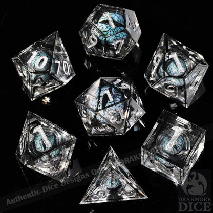 Dragon Eye Series - Black Dragon 2nd Edition: Handcrafted Resin TTRPG Dice Set - Drakmore Dice