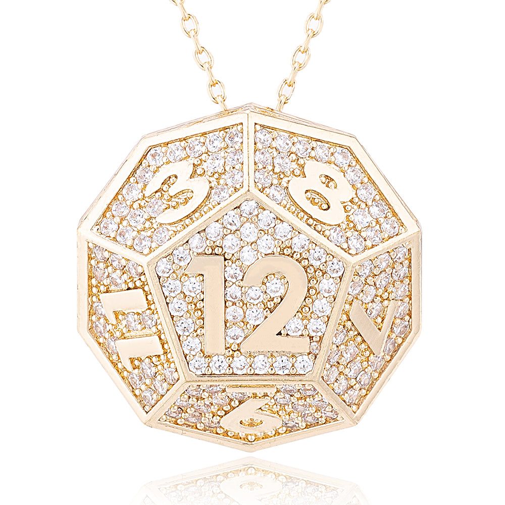 Lady of Fortune: D12 TTRPG Pendant Necklace - Gold-Look - Drakmore Dice