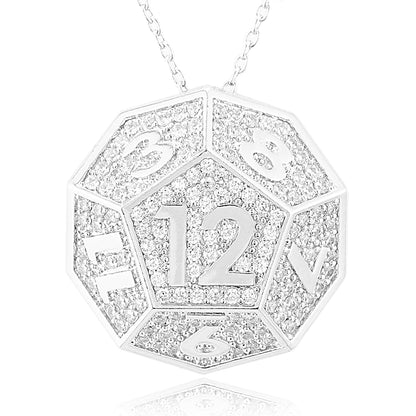 Lady of Fortune: D12 TTRPG Pendant Necklace - Silver-Look - Drakmore Dice