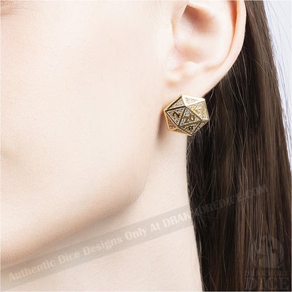 Lady of Fortune: D20 TTRPG Earrings - Gold-Look - Drakmore Dice