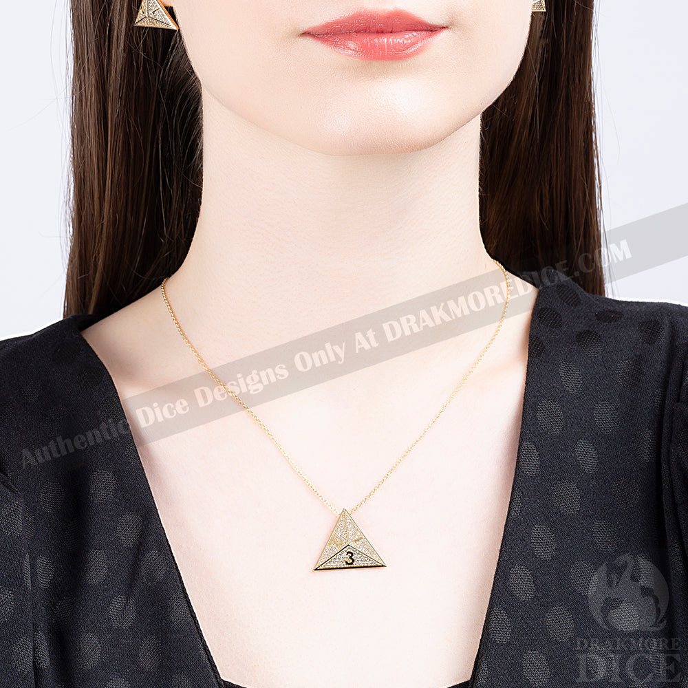 Lady of Fortune: D4 TTRPG Pendant Necklace - Gold-Look - Drakmore Dice