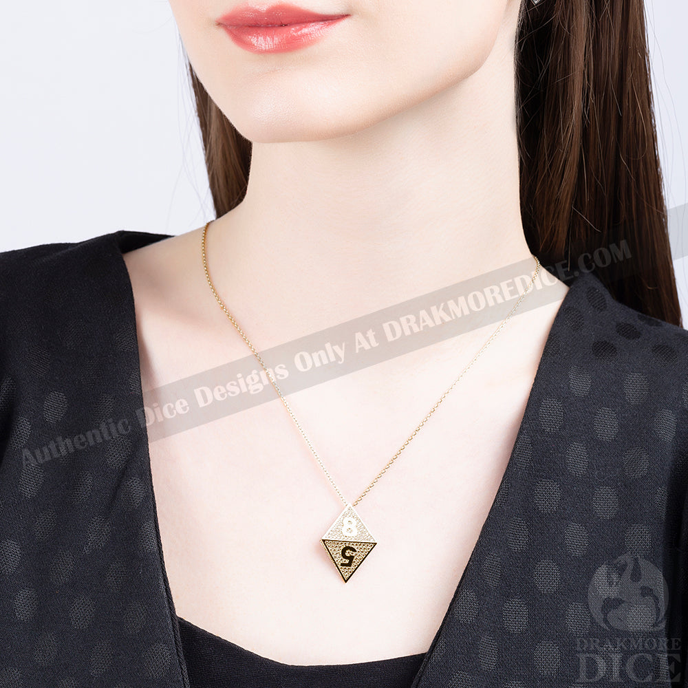 Lady of Fortune: D8 TTRPG Pendant Necklace - Gold-Look - Drakmore Dice