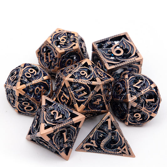 Wings of the Wyrm - Copper Edition: Premium Hollow Metal TTRPG Dice Set - Drakmore Dice