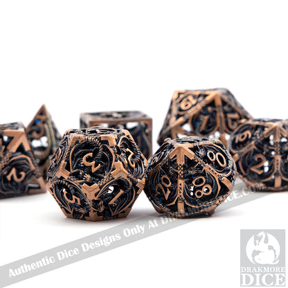 Wings of the Wyrm - Copper Edition: Premium Hollow Metal TTRPG Dice Set - Drakmore Dice