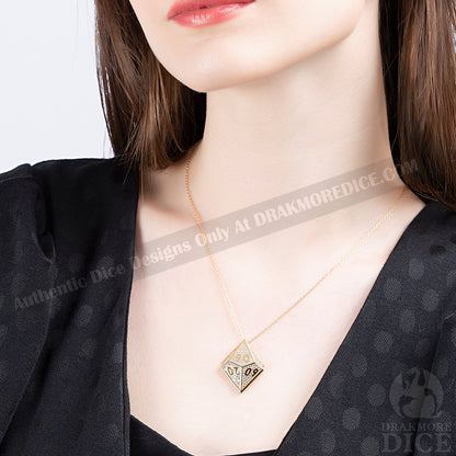 Lady of Fortune: D% TTRPG Pendant Necklace - Gold-Look - Drakmore Dice