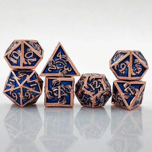 Eye of Fate - Blue Edition: Premium Metal TTRPG Dice Set - Drakmore Dice