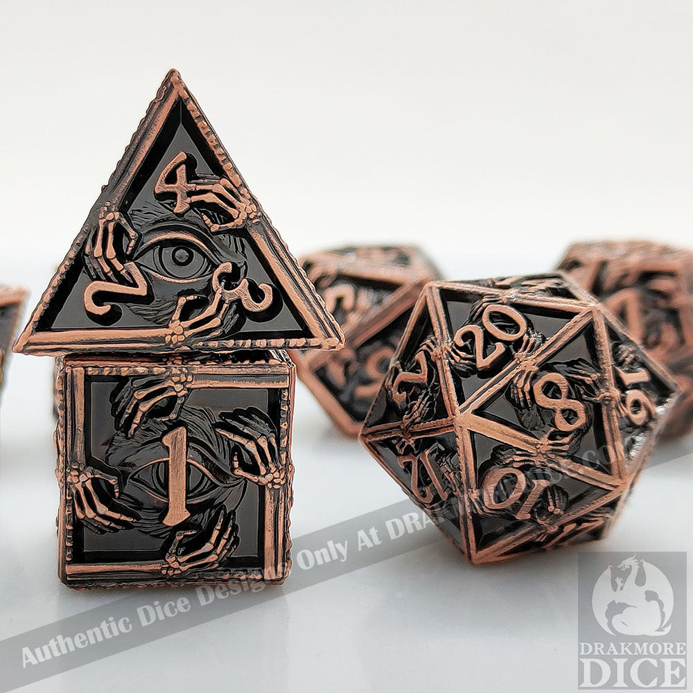 Eye of Fate - Copper Edition: Premium Metal TTRPG Dice Set - Drakmore Dice