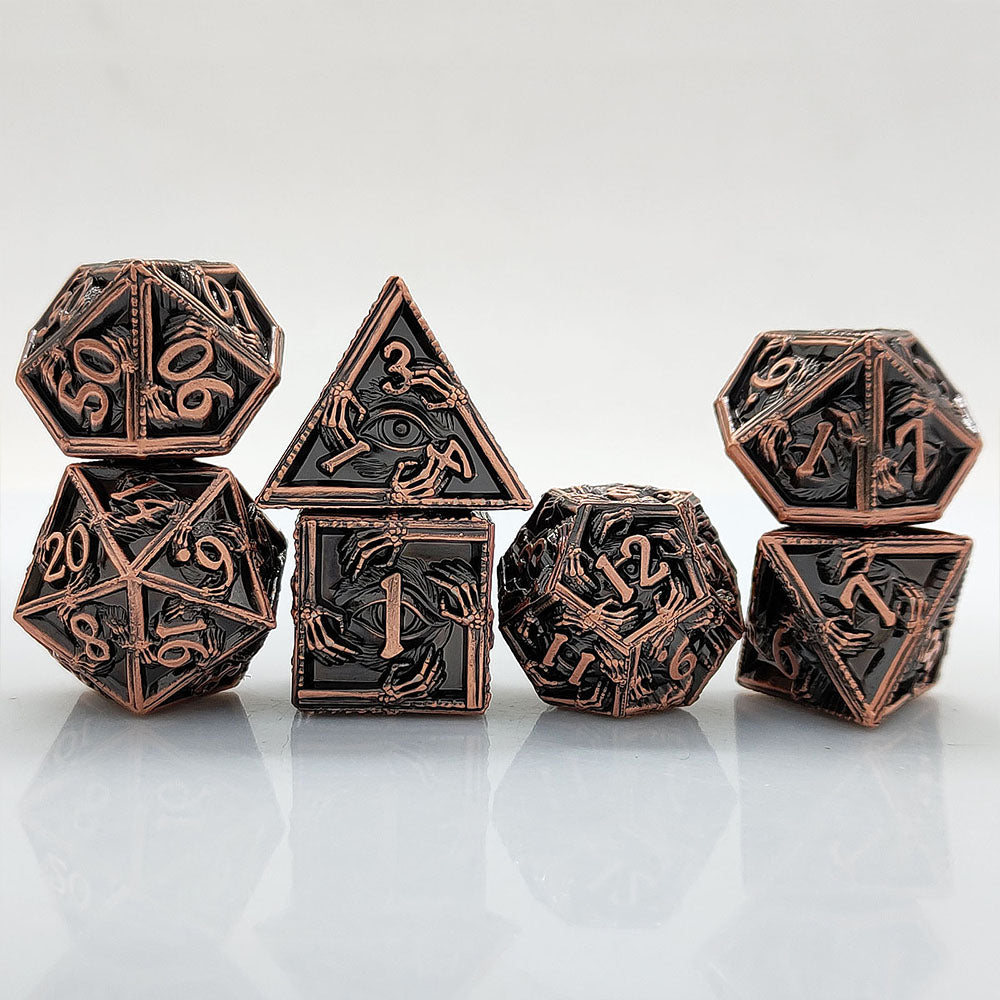 Eye of Fate - Copper Edition: Premium Metal TTRPG Dice Set - Drakmore Dice