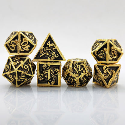 Eye of Fate - Gold Edition: Premium Metal TTRPG Dice Set - Drakmore Dice