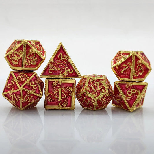 Eye of Fate - Red Edition: Premium Metal TTRPG Dice Set - Drakmore Dice