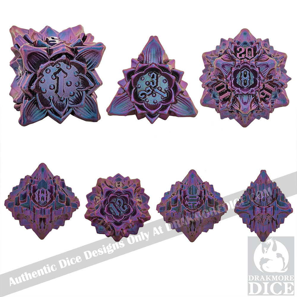 Iron Blossoms - Ancient Ruins Edition: Premium Metal TTRPG Dice Set - Drakmore Dice