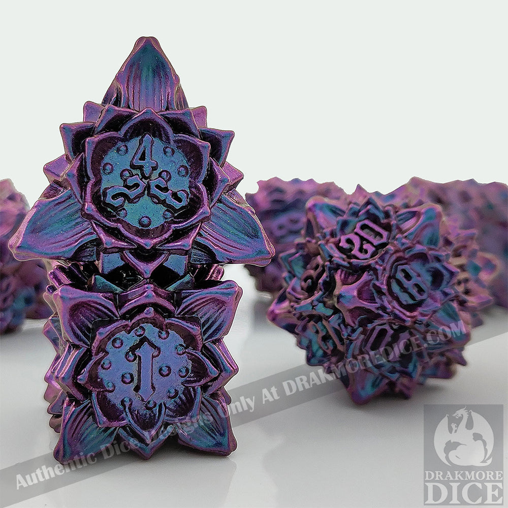 Iron Blossoms - Ancient Ruins Edition: Premium Metal TTRPG Dice Set - Drakmore Dice