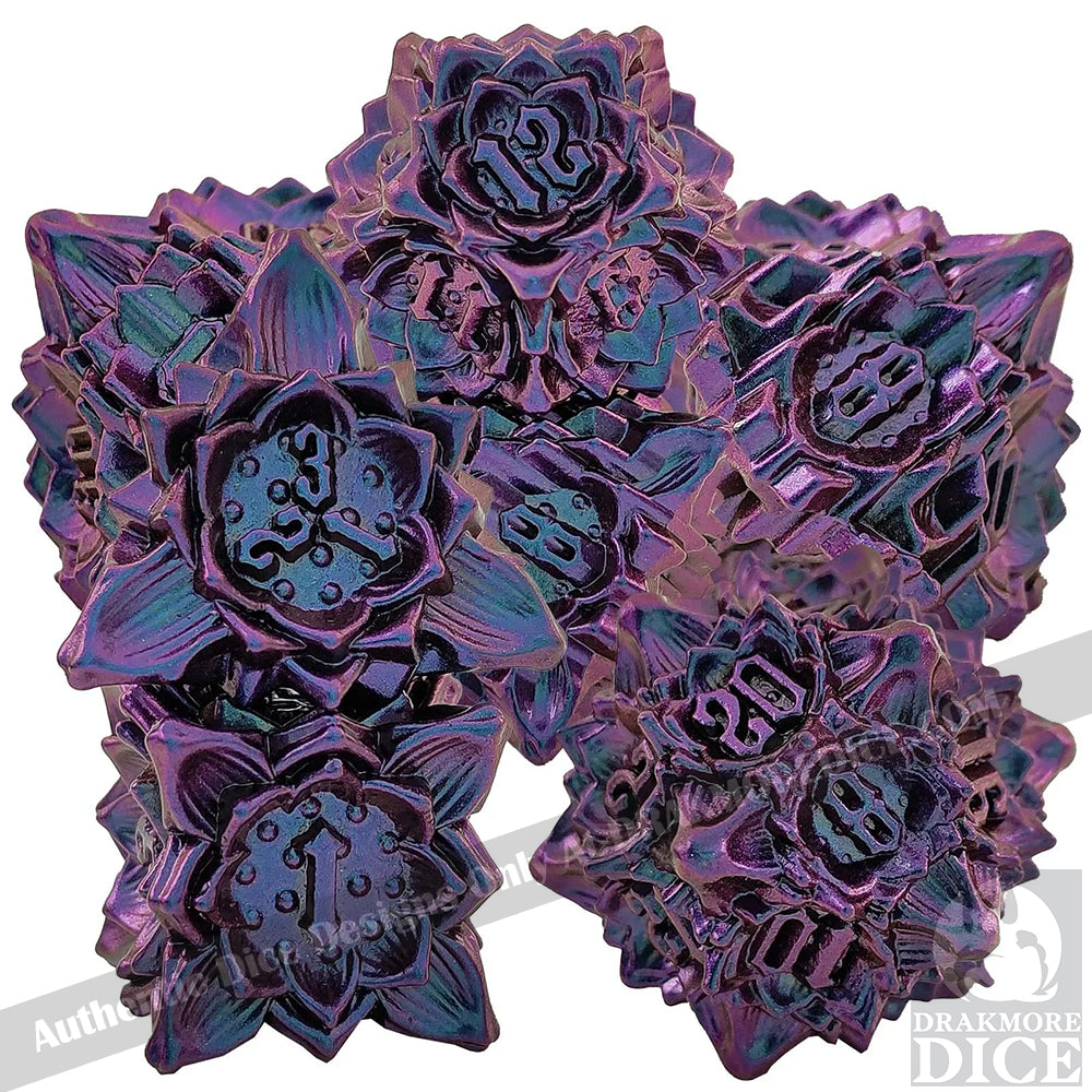 Iron Blossoms - Ancient Ruins Edition: Premium Metal TTRPG Dice Set - Drakmore Dice