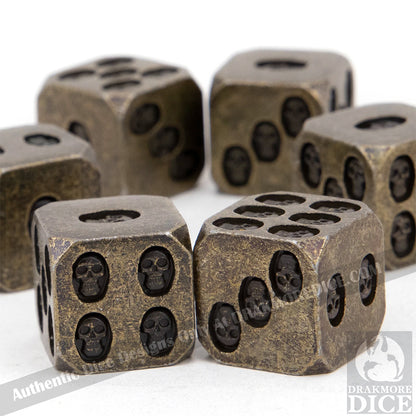 Tarnished Relics - Aged Gold Edition: Premium Metal TTRPG Dice Set - Drakmore Dice