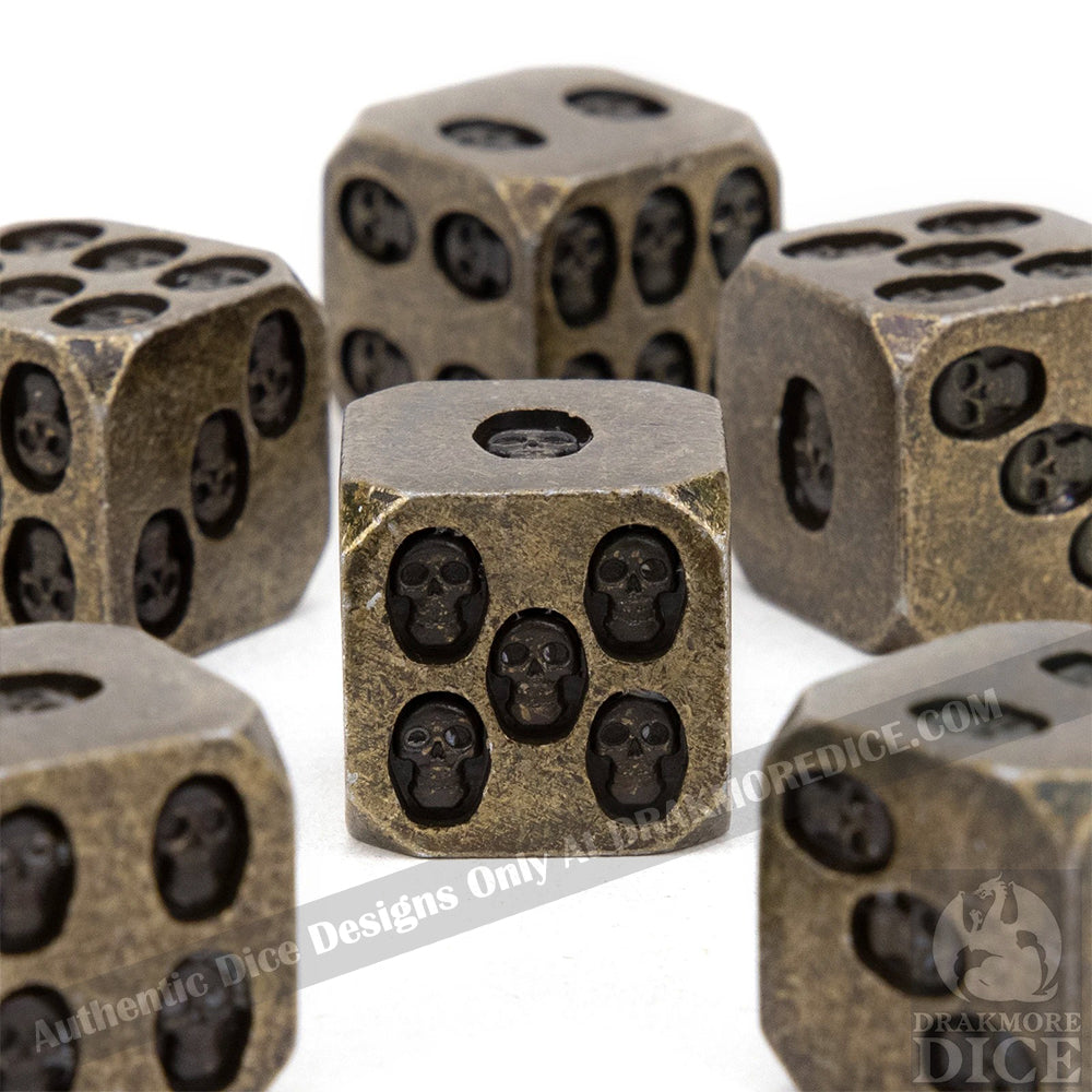 Tarnished Relics - Aged Gold Edition: Premium Metal TTRPG Dice Set - Drakmore Dice