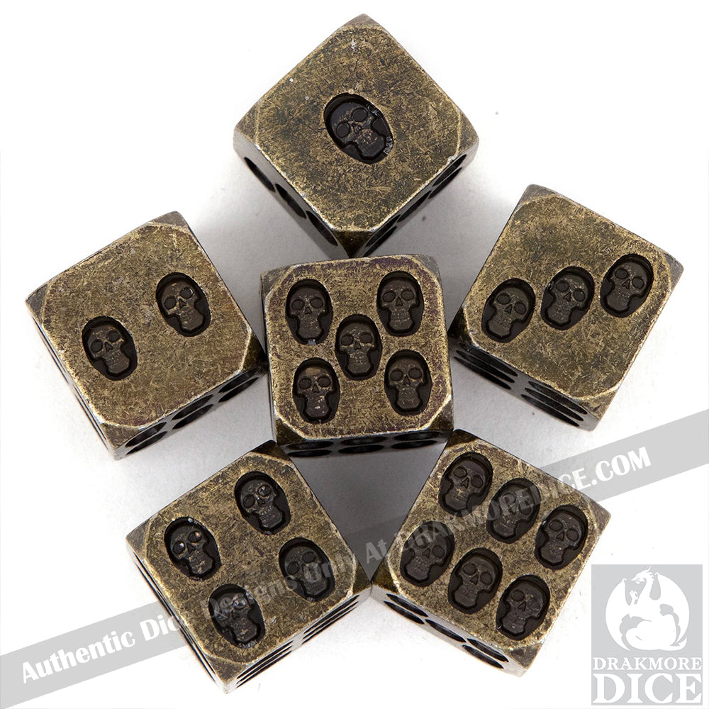 Tarnished Relics - Aged Gold Edition: Premium Metal TTRPG Dice Set - Drakmore Dice