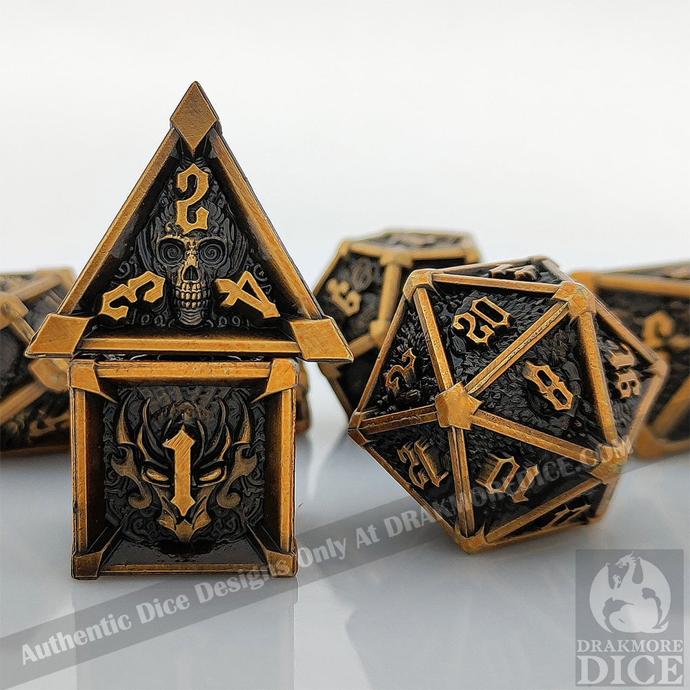 Echoes From The Iron Crypt - Copper Edition: Premium Metal TTRPG Dice Set - Drakmore Dice