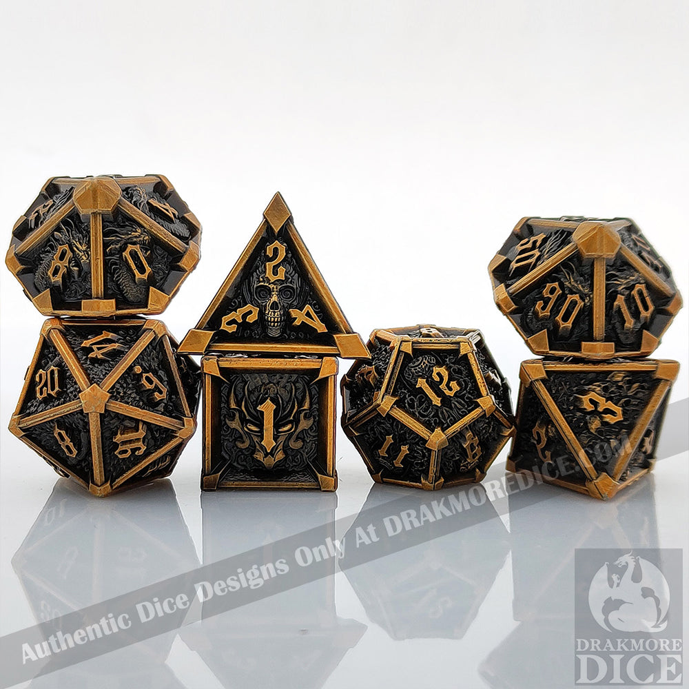 Echoes From The Iron Crypt - Copper Edition: Premium Metal TTRPG Dice Set - Drakmore Dice