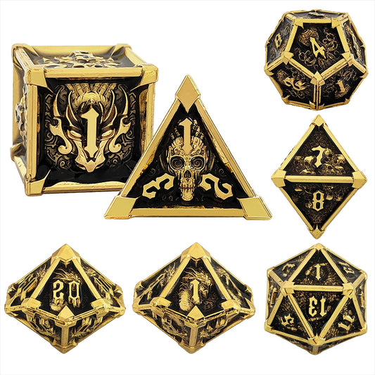 Echoes From The Iron Crypt - Gold Edition: Premium Metal TTRPG Dice Set - Drakmore Dice