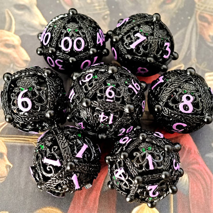 Hollows of The Deep - Phantom Pink Edition: Premium Hollow Metal TTRPG Dice Set - Drakmore Dice