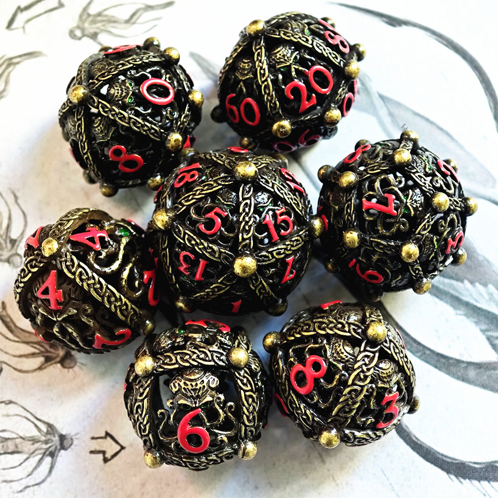 Hollows of The Deep - Gold Edition: Premium Hollow Metal TTRPG Dice Set - Drakmore Dice