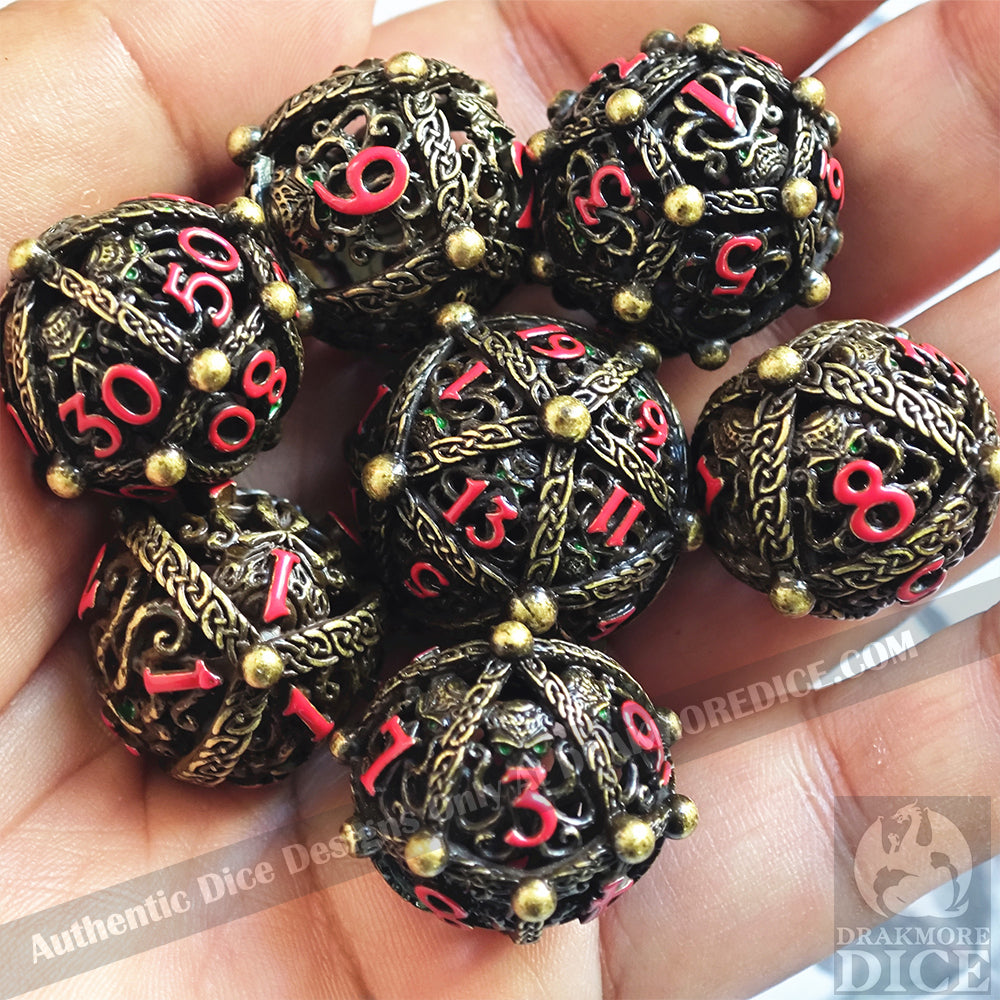 Hollows of The Deep - Gold Edition: Premium Hollow Metal TTRPG Dice Set - Drakmore Dice