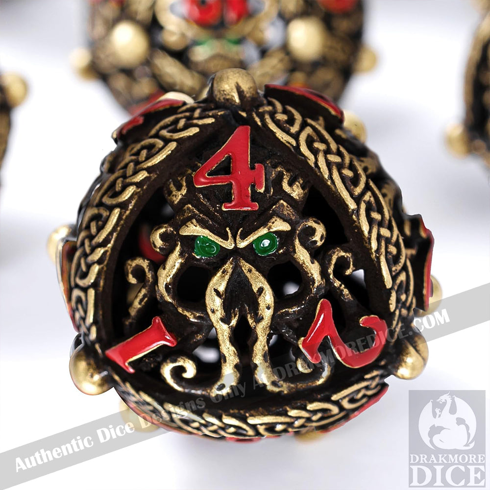 Hollows of The Deep - Gold Edition: Premium Hollow Metal TTRPG Dice Set - Drakmore Dice