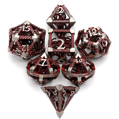 The Abyssal Wraith - Red 2nd Edition: Premium Hollow Metal TTRPG Dice Set - Drakmore Dice