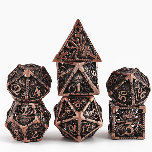 Wrath of the Kraken - Copper Edition: Premium Hollow Metal TTRPG Dice Set - Drakmore Dice