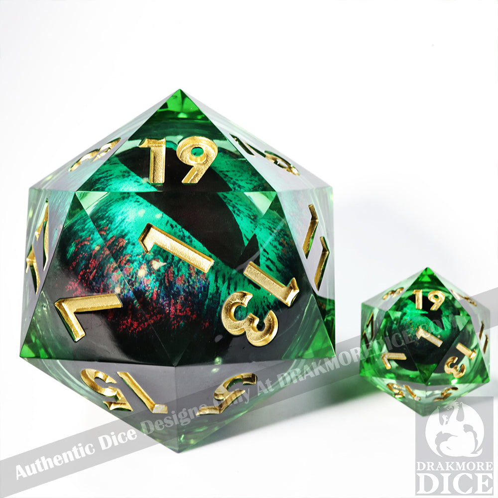 50 mm Dragon Eye Series: Sylpharion the Verdant TTRPG Single D20 Dice - Drakmore Dice