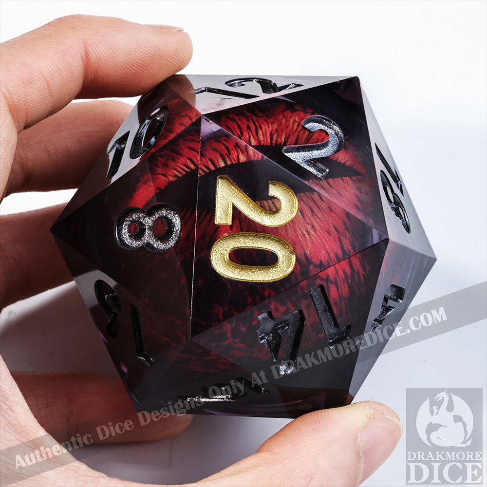 50 mm Dragon Eye Series: Ignarok the Inferno TTRPG Single D20 Dice - Drakmore Dice