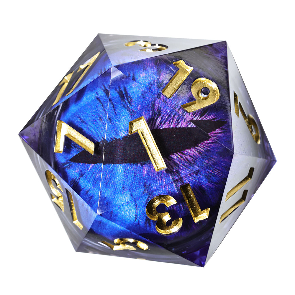 50 mm Dragon Eye Series: Zarion the Blueflame TTRPG Single D20 Dice - Drakmore Dice