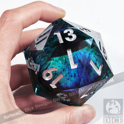 50 mm Dragon Eye Series: Malrion the Frostbane TTRPG Single D20 Dice - Drakmore Dice