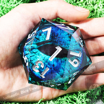 50 mm Dragon Eye Series: Malrion the Frostbane TTRPG Single D20 Dice - Drakmore Dice